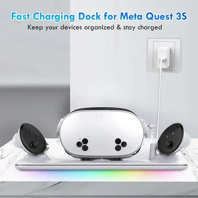 Alt view image 6 of 6 - ZVTE Wireless Magnetic Charging Dock for Meta Quest 3S  Compact Design Fast Charging Station for Meta Quest 3S Headset & Controllers