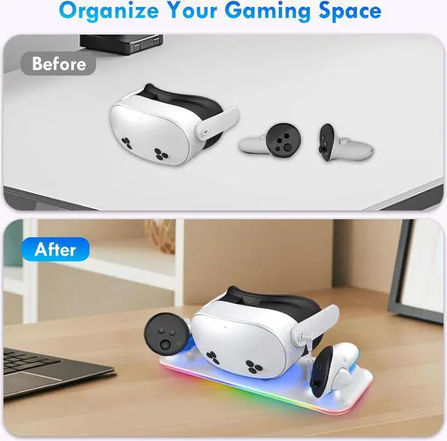 Alt view image 3 of 6 - ZVTE Wireless Magnetic Charging Dock for Meta Quest 3S  Compact Design Fast Charging Station for Meta Quest 3S Headset & Controllers