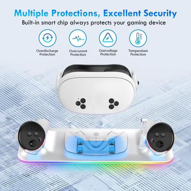 Alt view image 4 of 6 - ZVTE Wireless Magnetic Charging Dock for Meta Quest 3S  Compact Design Fast Charging Station for Meta Quest 3S Headset & Controllers