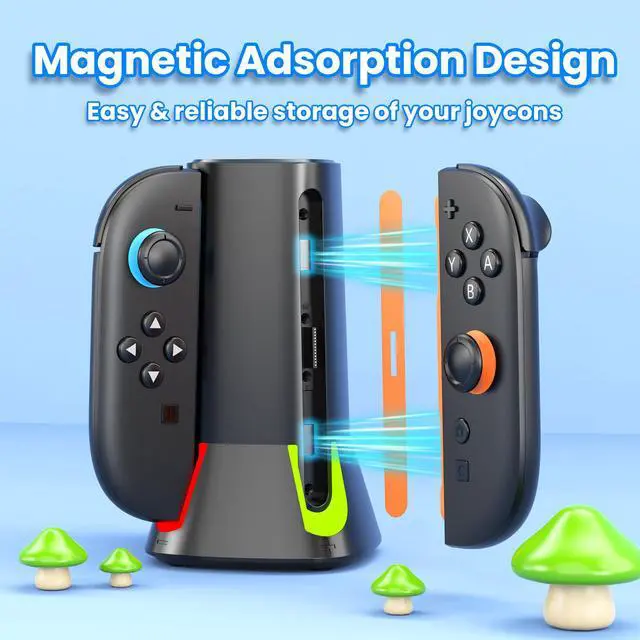 Alt view image 4 of 6 - ZVTE Charging Dock for Nintendo Switch 2 Controller, 4 in 1 Charging Dock Charger for JoyCon Controllers Switch Accessory, Station with Multiple RGB Light, Family Game Night & Travel Essentials