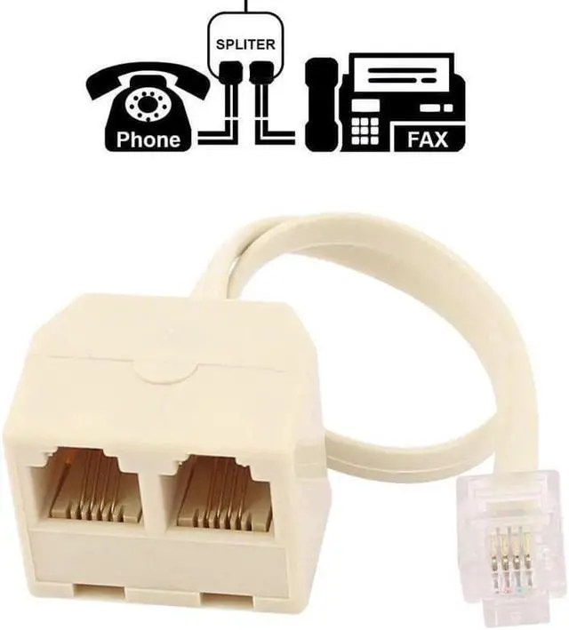 Alt view image 2 of 2 - (10 Pcs) RJ11 2 Way Telephone Splitter,1 Male to 2 Female Converter Cable Telephone Wall Adaptor