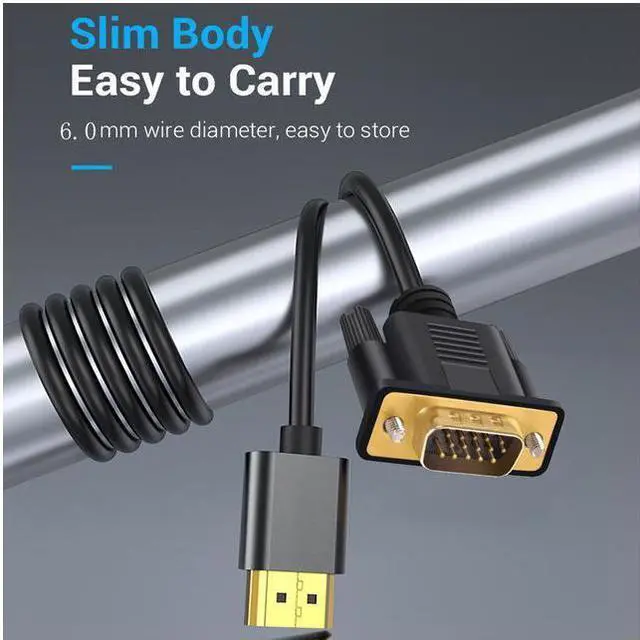 Alt view image 4 of 5 - HDMI To VGA HD 15 Pin Male Transmitting Cable VGA to HDMI Transmiting Cable 5.9 ft