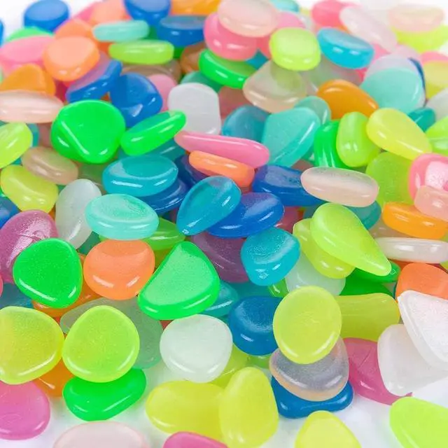 Alt view image 2 of 6 - Glow in The Dark Rocks - 300pcs Garden Pebbles Multi Color Luminous Fish Tank Stone Aquariums Rocks, Decorations for Walkways, Gardens, Houseplants Powered by Light and Solar