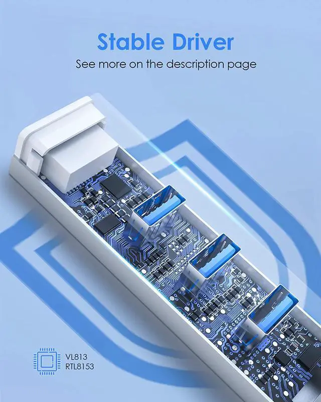 Alt view image 4 of 7 - LENTION USB C Hub Ethernet Adapter, 3 USB 3.0 Ports, RJ45 Network Connector for 2023-2016 MacBook Pro, New Mac Air/iPad Pro, Chromebook, More, Stable Driver Certified (CB-C23s, Silver)