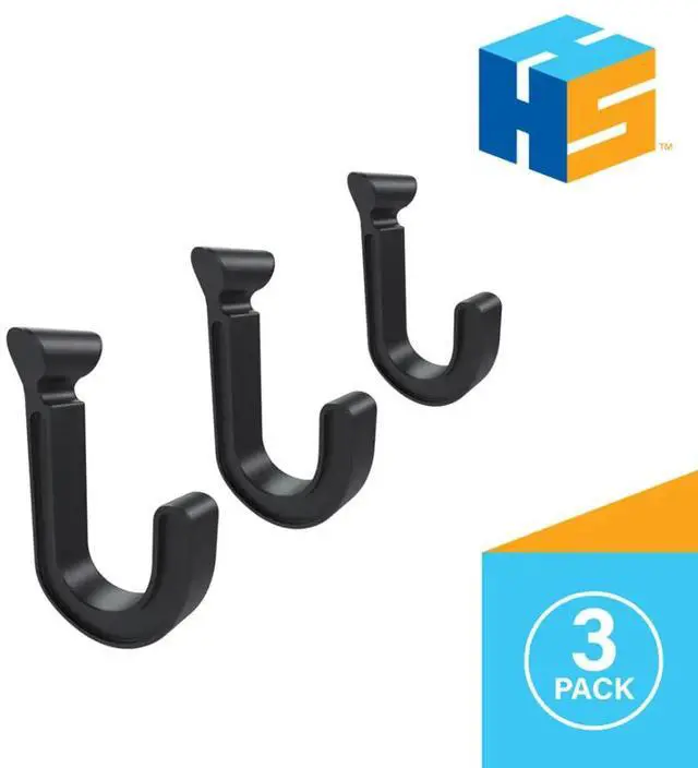 Main image of Hang It Simple J Hooks (3-Pack) ? Heavy-Duty Adjustable Tool & Broom Hooks for Wall-Mount Modular Rail Organizer ? Space-Saving Garage, Laundry & Home Organizer Add-On ? Made in USA