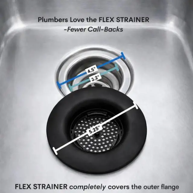Alt view image 3 of 7 - Flex Strainer Kitchen Sink Drain Basket Strainer for 3.5 Inch Drains - BPA-Free, Dishwasher Safe, Made in USA