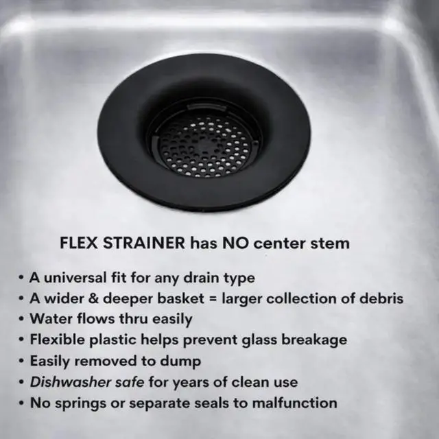 Alt view image 6 of 7 - Flex Strainer Kitchen Sink Drain Basket Strainer for 3.5 Inch Drains - BPA-Free, Dishwasher Safe, Made in USA
