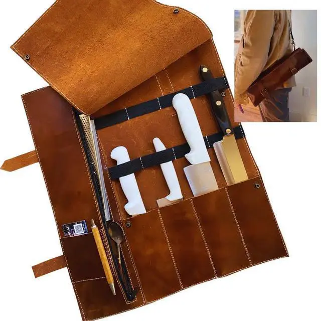 Main image of Blade Guard? Premium Leather Chef Knife Roll Bag - 5 pocket