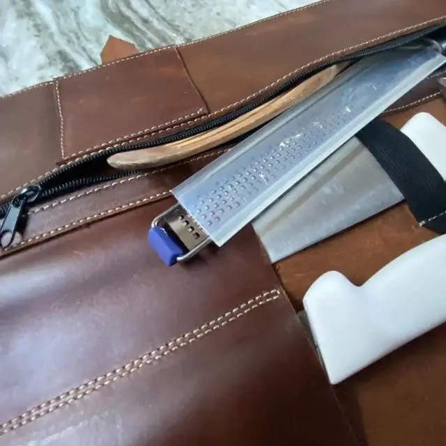 Alt view image 7 of 7 - Blade Guard? Premium Leather Chef Knife Roll Bag - 5 pocket