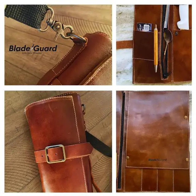 Alt view image 6 of 7 - Blade Guard? Premium Leather Chef Knife Roll Bag - 5 pocket