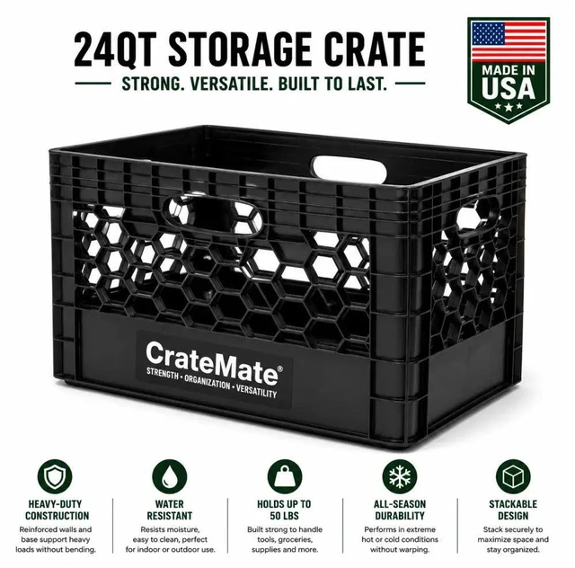 Alt view image 3 of 7 - CrateMate? 24QT Heavy-Duty Stackable Milk Crate