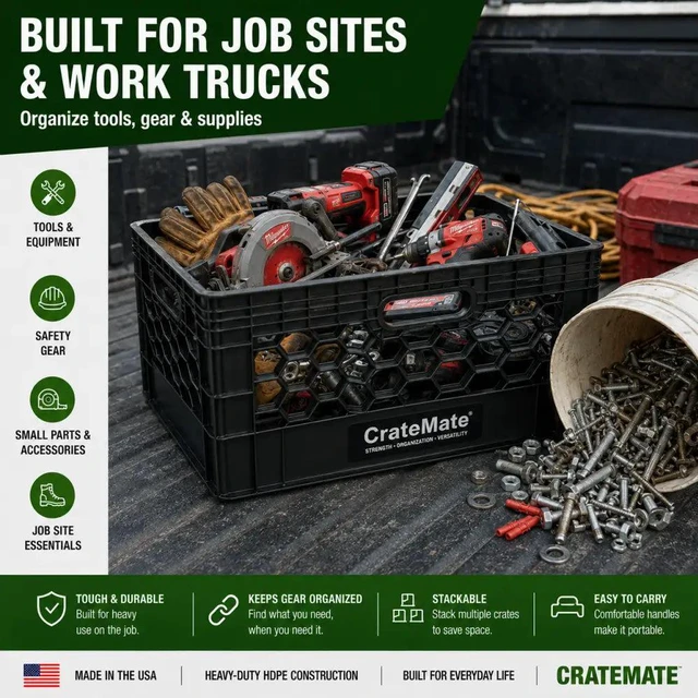 Alt view image 5 of 7 - CrateMate? 24QT Heavy-Duty Stackable Milk Crate
