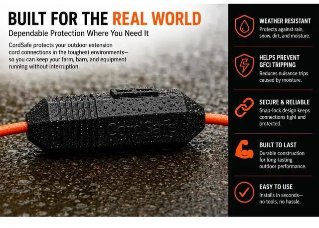 Alt view image 7 of 7 - CordSafe PLUS Weatherproof Outdoor Extension Cord Cover for String Lights