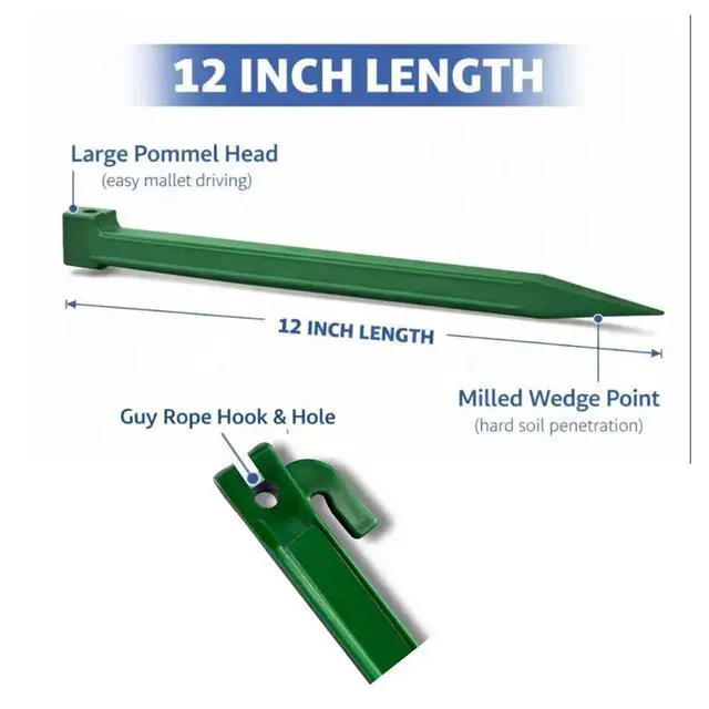 Alt view image 3 of 7 - AnchorStake 10-Pack Heavy Duty Ground Stakes Rust-Free Landscape Anchors