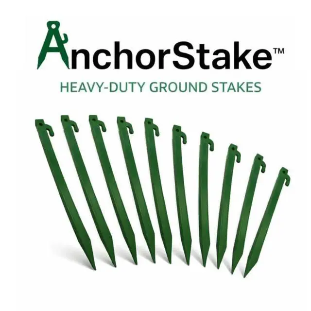 Alt view image 2 of 7 - AnchorStake 10-Pack Heavy Duty Ground Stakes Rust-Free Landscape Anchors