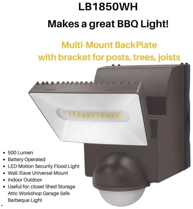 Alt view image 6 of 7 - IQ America LED Motion Security Flood Light ? 500 Lumen Battery-Powered - OEM