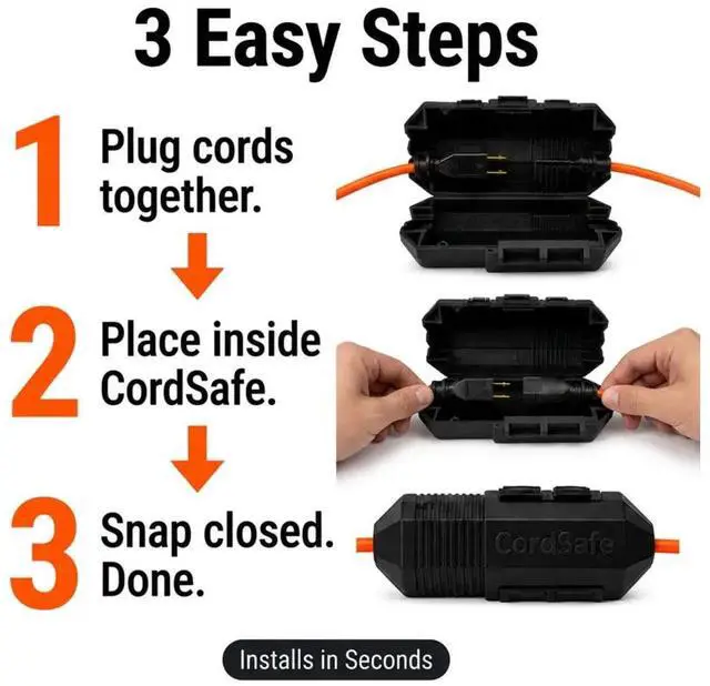 Alt view image 5 of 7 - CordSafe PLUS Weatherproof Outdoor Extension Cord Cover for String Lights