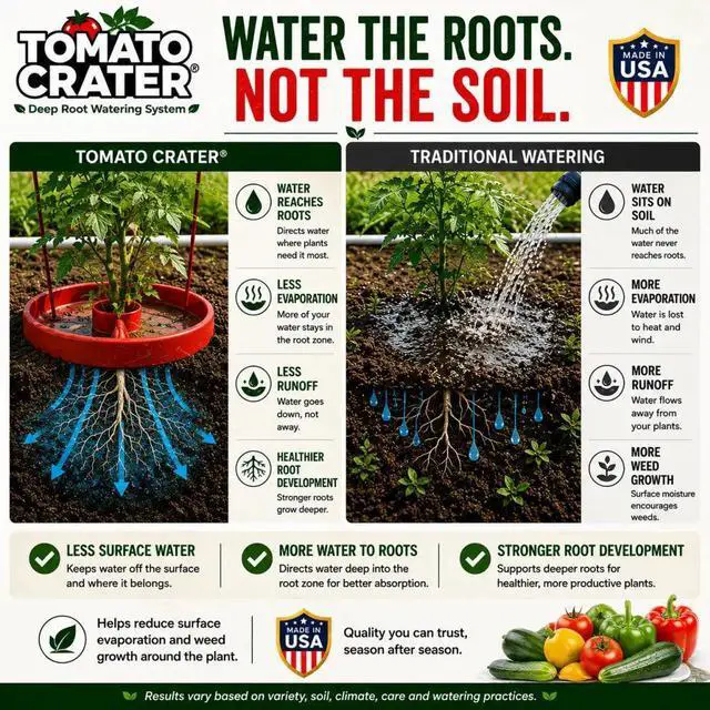 Alt view image 3 of 7 - Tomato Crater Root-Zone Watering System ? Tomatoes & Vegetables | 3-Pack | Made in USA