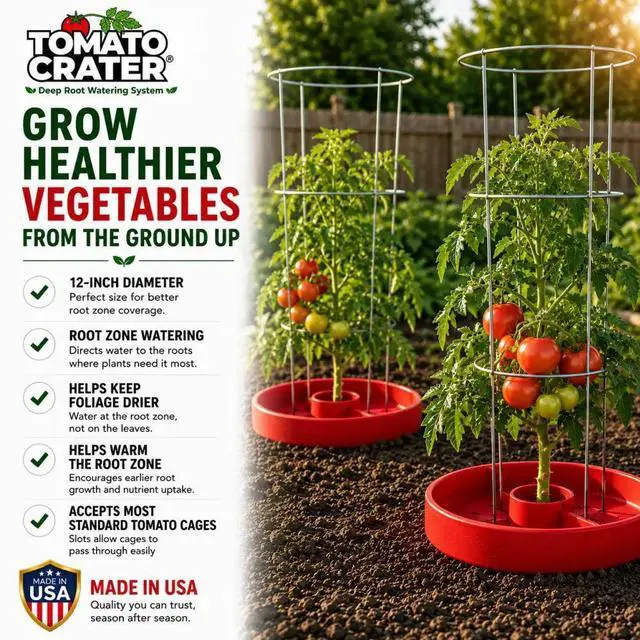 Alt view image 4 of 7 - Tomato Crater Root-Zone Watering System ? Tomatoes & Vegetables | 3-Pack | Made in USA