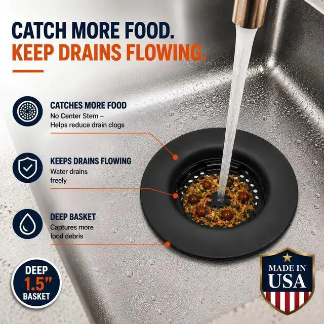 Alt view image 4 of 7 - Flex Strainer Kitchen Sink Drain Basket Strainer for 3.5 Inch Drains - BPA-Free, Dishwasher Safe, Made in USA