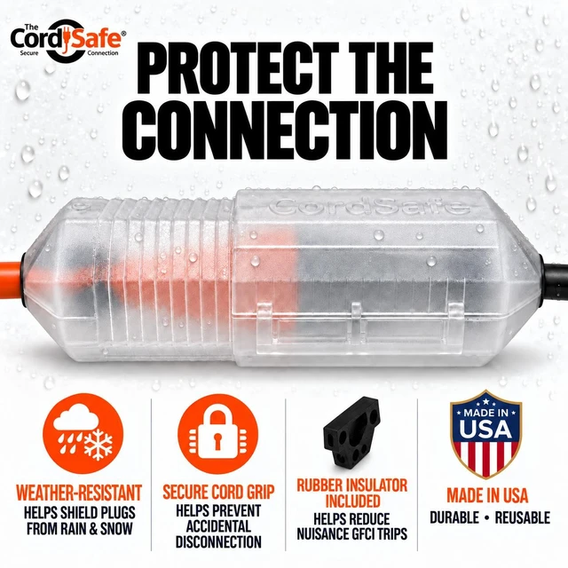 Alt view image 4 of 7 - CordSafe PLUS Weatherproof Outdoor Extension Cord Cover for String Lights