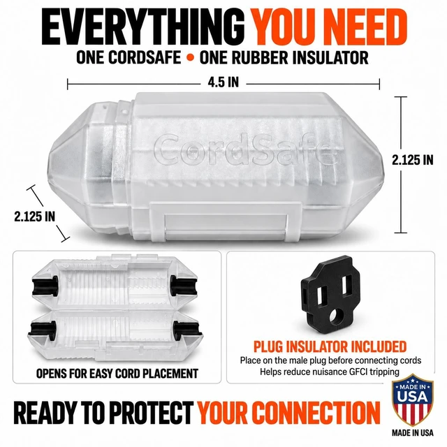 Alt view image 7 of 7 - CordSafe PLUS Weatherproof Outdoor Extension Cord Cover for String Lights