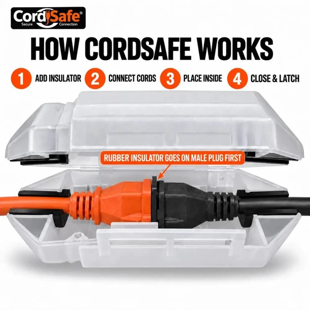 Alt view image 2 of 7 - CordSafe PLUS Weatherproof Outdoor Extension Cord Cover for String Lights
