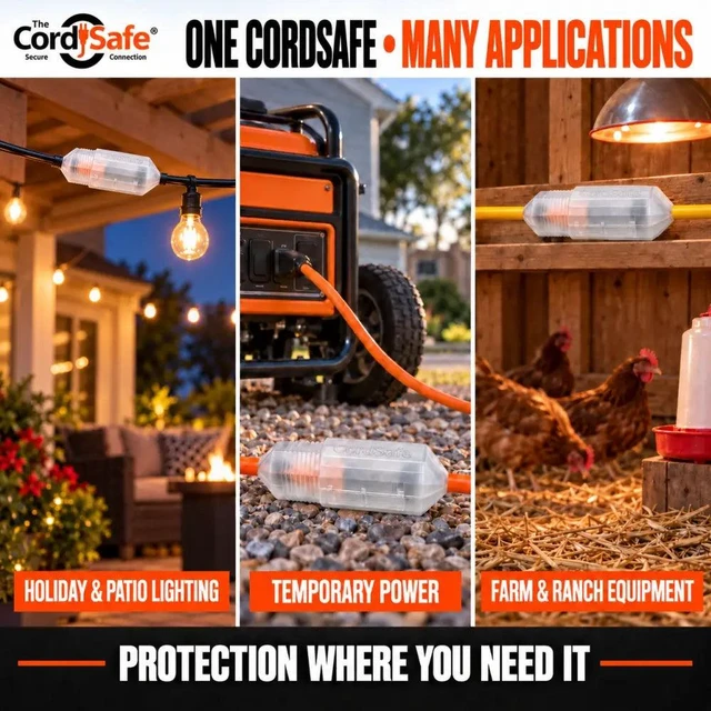 Alt view image 6 of 7 - CordSafe PLUS Weatherproof Outdoor Extension Cord Cover for String Lights