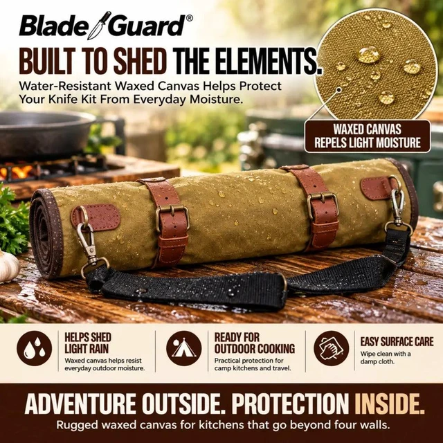 Alt view image 5 of 7 - Blade Guard Waxed Canvas Chef Knife Roll Bag - 5 pocket