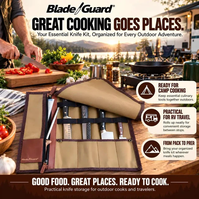 Alt view image 6 of 7 - Blade Guard Waxed Canvas Chef Knife Roll Bag - 5 pocket