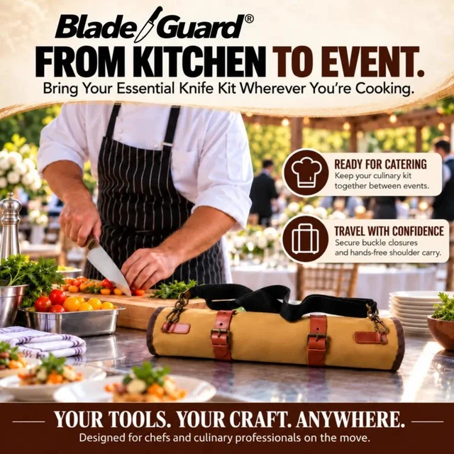 Alt view image 7 of 7 - Blade Guard Waxed Canvas Chef Knife Roll Bag - 5 pocket