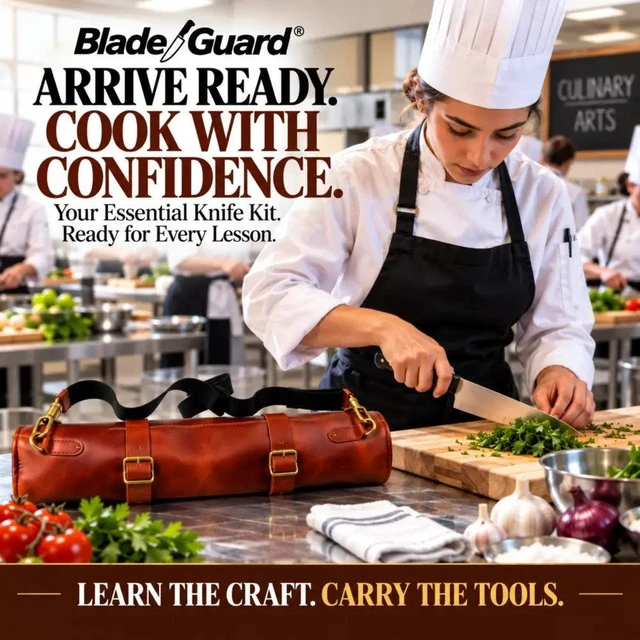 Alt view image 4 of 7 - Blade Guard? Premium Leather Chef Knife Roll Bag - 5 pocket