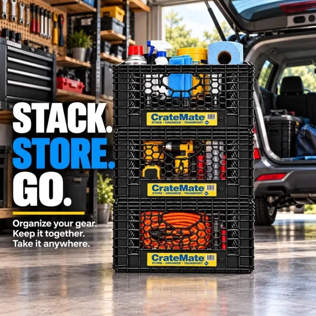 Alt view image 2 of 7 - CrateMate? 24QT Heavy-Duty Milk Crate | Stackable Storage Bin