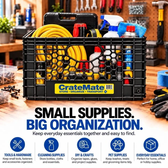 Alt view image 6 of 7 - CrateMate? 24QT Heavy-Duty Milk Crate | Stackable Storage Bin
