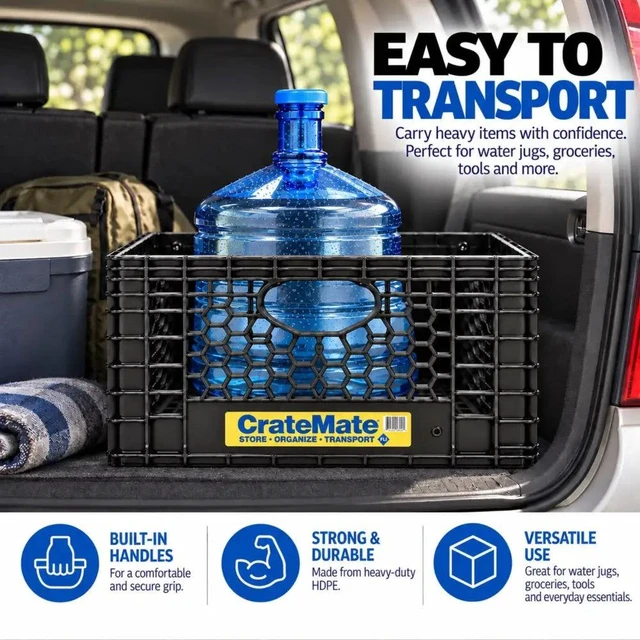 Alt view image 7 of 7 - CrateMate? 24QT Heavy-Duty Milk Crate | Stackable Storage Bin