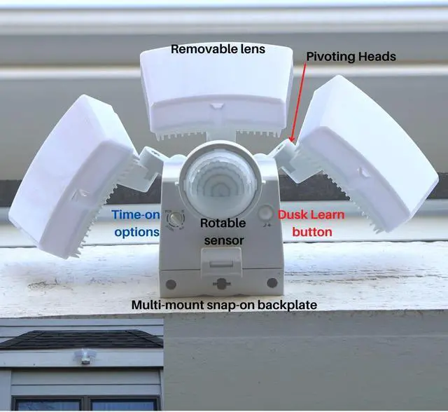 Alt view image 4 of 4 - iq america lb1912wh battery powered indoor outdoor weatherproof led motion security motion sensor floodlight, eave or wall mount, 1250 lumens, pivots-rotates, mount anywhere security light, 3 light wh