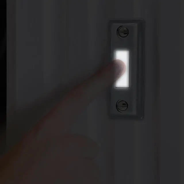 Alt view image 2 of 3 - IQ America DP1203 Wired Polished Chrome Plated  Surface Mounted Doorbell Pushbutton White Push Button for use with most Wired Door Bells Chimes  3.5" x 1" x .75"