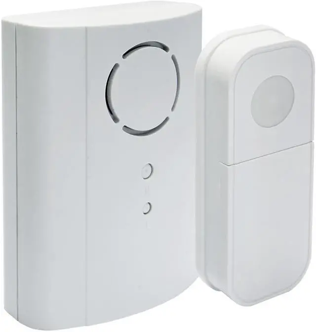 Main image of IQ America WD1040 Wireless Plugin Contemporary Door Chime Door Bell 1 Pushbutton 2 Melody Notes 100 foot Range Simple Install Use It Anywhere RV Cabin Office! White 2 pk