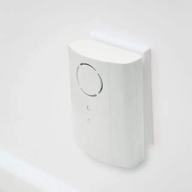 Alt view image 2 of 3 - IQ America WD1040 Wireless Plugin Contemporary Door Chime Door Bell 1 Pushbutton 2 Melody Notes 100 foot Range Simple Install Use It Anywhere RV Cabin Office! White 2 pk