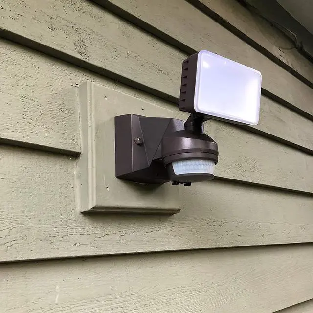 Alt view image 3 of 4 - IQ America LM1801WH Motion Security Flood Light 1600 Lumen 180 deg 70ft Detection Wall Eave Universal Swivel Mount Shed Storage Attic Workshop Garage Light WH Bronze