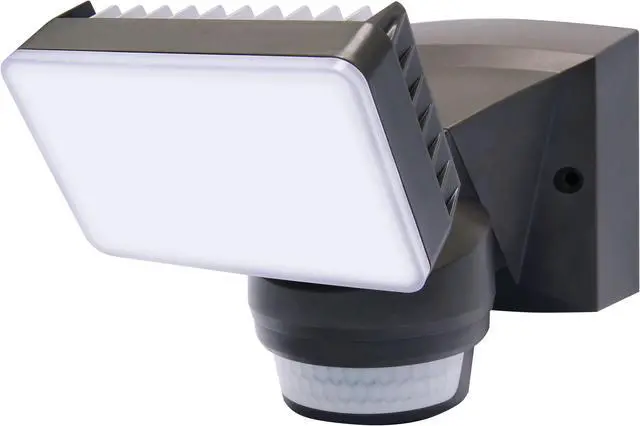 Main image of IQ America LM1801WH Motion Security Flood Light 1600 Lumen 180 deg 70ft Detection Wall Eave Universal Swivel Mount Shed Storage Attic Workshop Garage Light WH Bronze