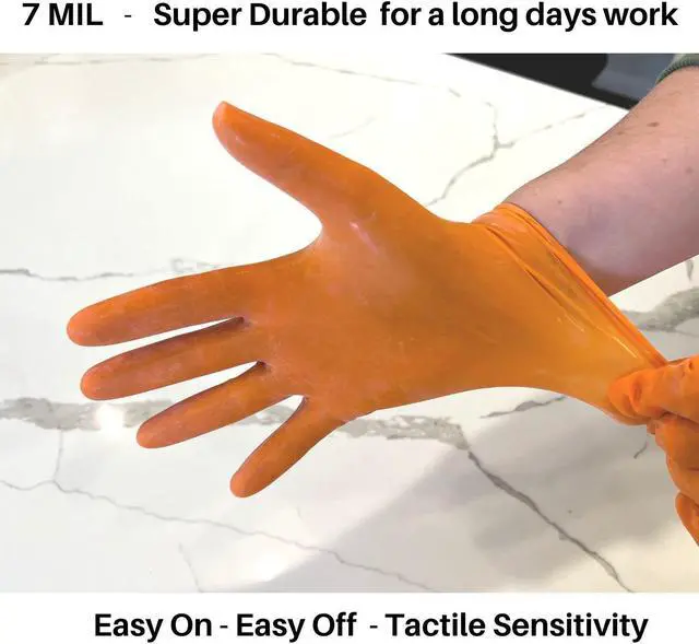 Alt view image 5 of 6 - American Safety Glove Disposable Low Protein Natural Rubber Non-Allergy 7 MIL 1PK (100 Gloves) Large 1 box