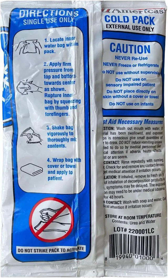Alt view image 2 of 6 - COL-PRESS Instant Cold Pack Ice Pack Disposable Single Use Ice Cold Compression Therapy for Pain Relief from Swelling Direct Skin Contact 8" x 5" 20-30 Min of Relief 6 Pack