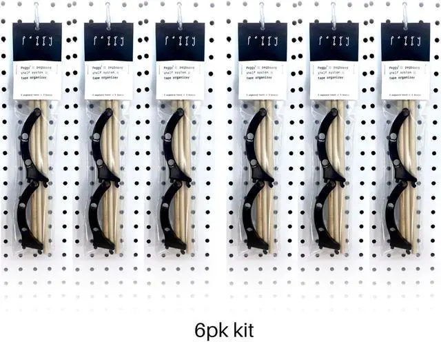 Alt view image 4 of 7 - Peggy Pegboard Accessory Hook and Dowel Organizer Storage for Tape, Steel Wire Spools, Ribbon, Crafts, Hobby, 12 kit 6 PACK