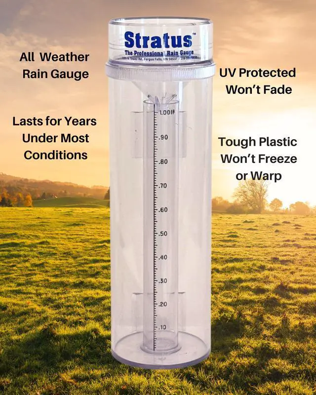 Alt view image 2 of 7 - Stratus Precision Rain Gauge  Professional 14-inch All-Weather Instrument with Mounting Bracket  Accurate to 1/100th Inch  Durable and Easy-to-Read for Gardeners and Meteorologists