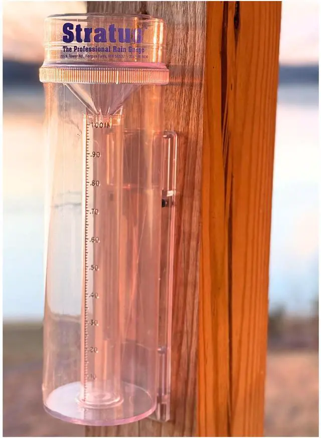 Alt view image 7 of 7 - Stratus Precision Rain Gauge  Professional 14-inch All-Weather Instrument with Mounting Bracket  Accurate to 1/100th Inch  Durable and Easy-to-Read for Gardeners and Meteorologists