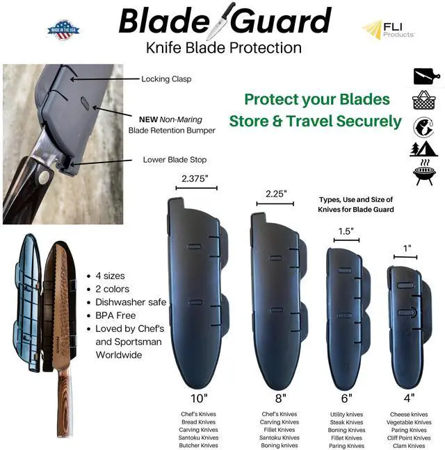 Alt view image 2 of 7 - BladeGuard KnifeSafe Knife Blade Case Protective Cutlery Cover Edge Guard Sheath, Safely Store and Transport Kitchen Camping Hunting Sports RV Dishwasher Safe for Chef's & Home Cooks 10 inch Gray