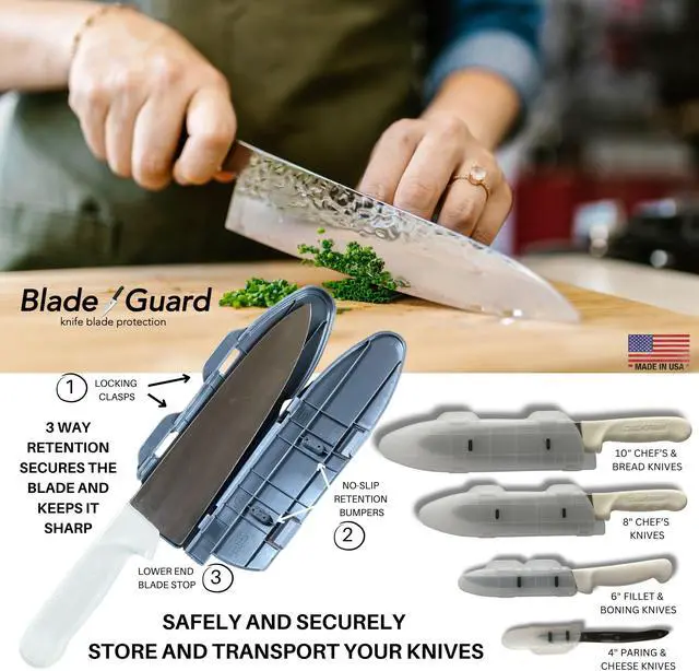 Alt view image 4 of 7 - BladeGuard KnifeSafe Knife Blade Case Protective Cutlery Cover Edge Guard Sheath, Safely Store and Transport Kitchen Camping Hunting Sports RV Dishwasher Safe for Chef's & Home Cooks 10 inch Gray