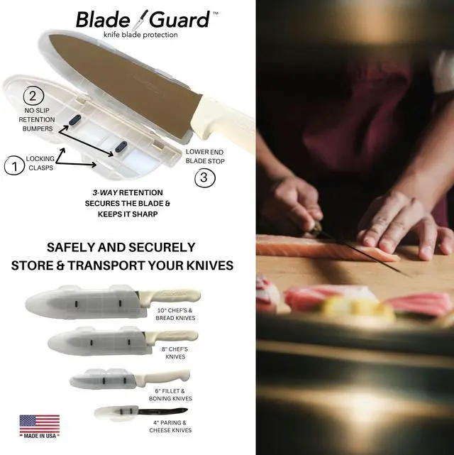 Alt view image 7 of 7 - BladeGuard KnifeSafe Knife Blade Case Protective Cutlery Cover Edge Guard Sheath, Safely Store and Transport Kitchen Camping Hunting Sports RV Dishwasher Safe for Chef's & Home Cooks 10 inch Gray