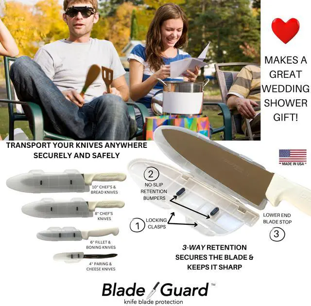 Alt view image 7 of 7 - BladeGuard KnifeSafe Knife Blade Case Protective Cutlery Cover Edge Guard Sheath, Safely Store and Transport Kitchen Camping Hunting Sports RV Dishwasher Safe for Chef's & Home Cooks 10 in Clear